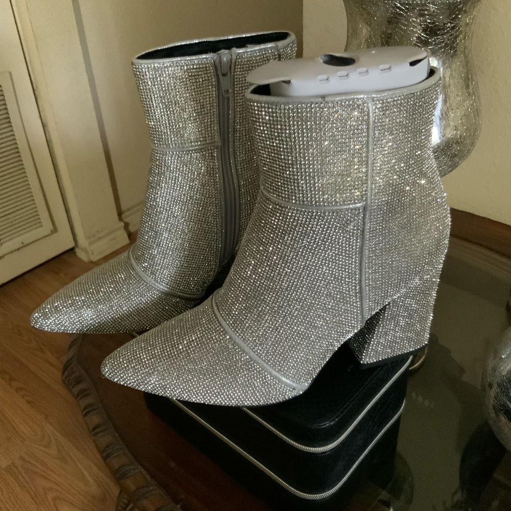 Dazzling Silver Ankle Boots